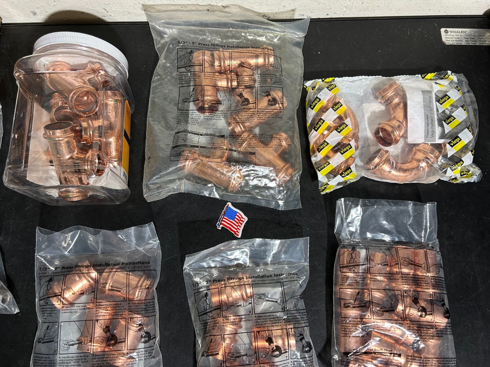 PROPRESS COPPER FITTINGS VIEGA NIBCO 1" PRO PRESS NEW IN BAGS MADE IN USA