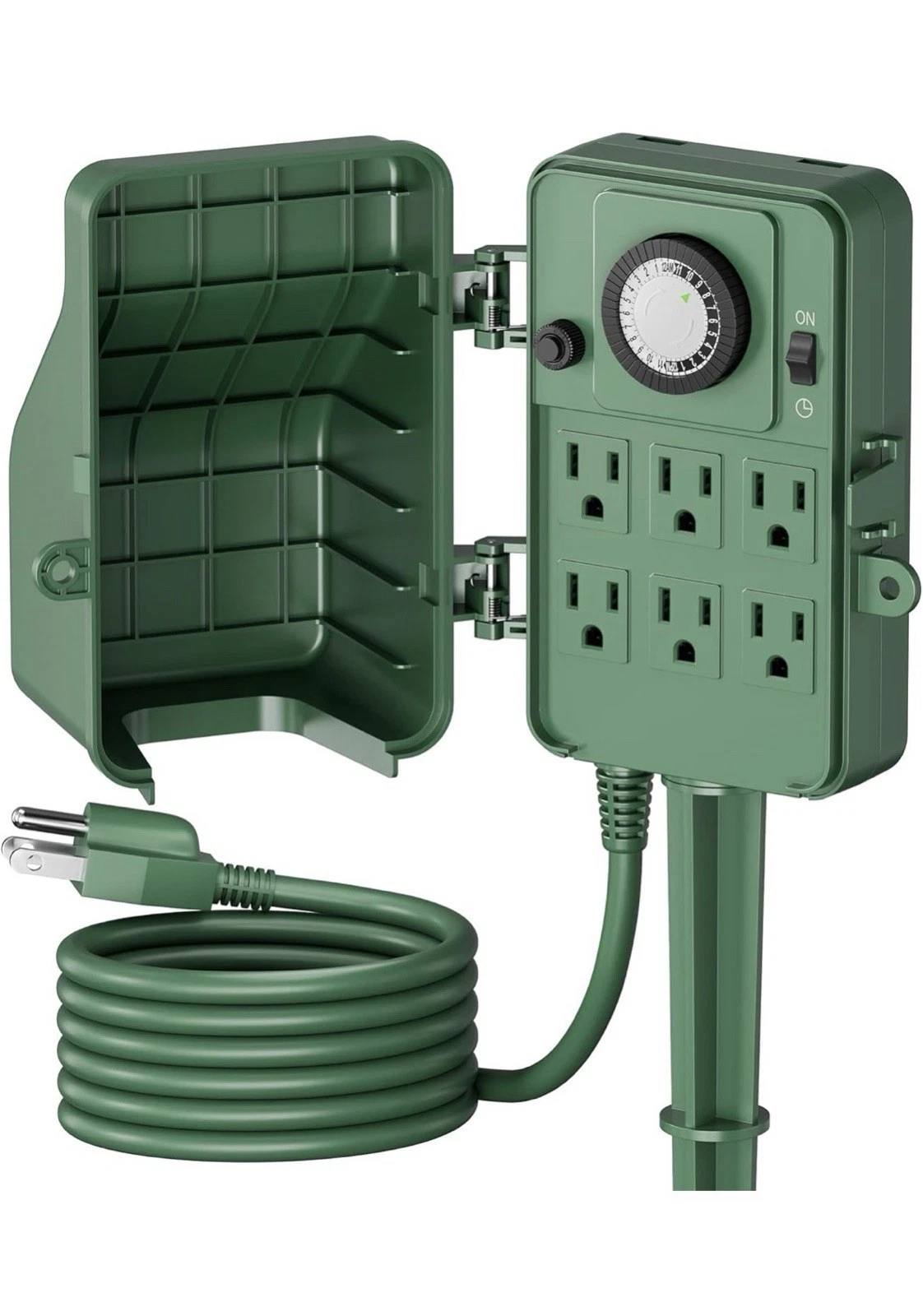 BN-LINK Outdoor 24 Hour Mechanical Power Strip Timer Garden Yard Stake 6 Outlets