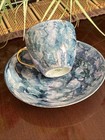 Wawel Poland Elegant Blue Marbled With Polished Gold Interior Tea Cup & Saucer — photo 2