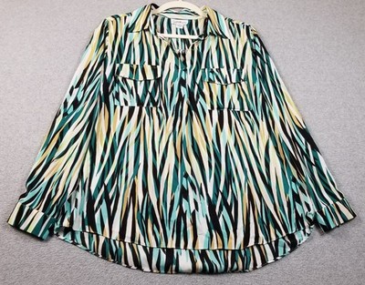 Jaclyn Smith Top Women s Large L Geometric Abstract Long Sleeves Pocket Blouse