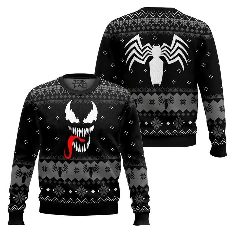 Venom Ugly Christmas Sweater,Mcu Rivals Superhero Venom Xmas Sweatshirt