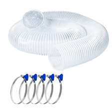 6 In. X 10 Ft. Flexible PVC Dust Collection Hose with 5 Key Hose Clamps for Wood