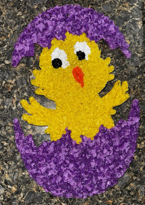 Vintage Plastic Popcorn Baby Chick Hatching Easter Decoration 16'' TS1