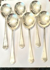 Set of 6 Silver Walker and Hall Soup Spoons  #127