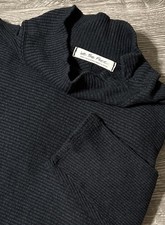 We The Free Free People Casey Mock Neck Ribbed Raw Edges Black Sweater Small
