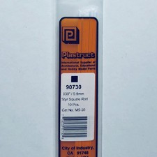 Plastruct 90730 Styrene Square Rod 0.030"x 10" 10 