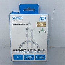Anker 6ft Eco-Friendly Braided USB-C to Lightning Fast Charging Cable - White