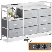 Moderne Stoffkommode Mit 8 GeräUmigen Schubladen, Usb & Ac-AnschlüSsen - Schl...