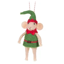 Abbott Collection Elf Mouse Ornament, Wool Felt (5.5" H)