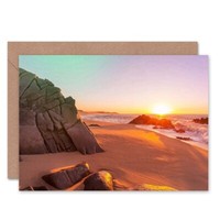 Sandstrand, Meer, Ufer, Sonnenuntergang, KüStenlandschaft Geburtstagskarte