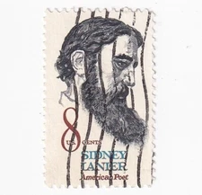 STAMP US SCOTT 1446 "Sidney Lanier" 8 CENT 1972 USED FANCY CANCEL
