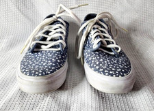Woman's VANS Authentic Sneakers Demin Color With White Flowers Size 6.5
