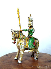 Papier Mache Indian Horse Rider Gesso Painted Early 20th