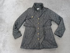Henleys Quilted Coat Womens Padded Grey Button & Belt Adult Size 12