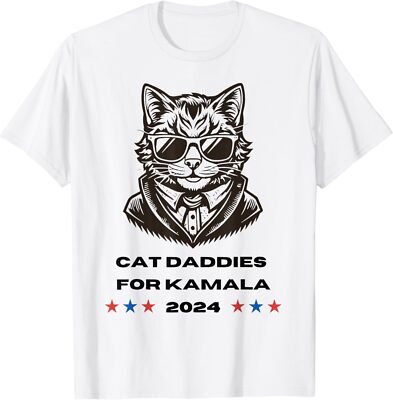 Cat Daddies for Kamala Funny Cat Dad Vote Election 2024 T-Shirt S-5XL