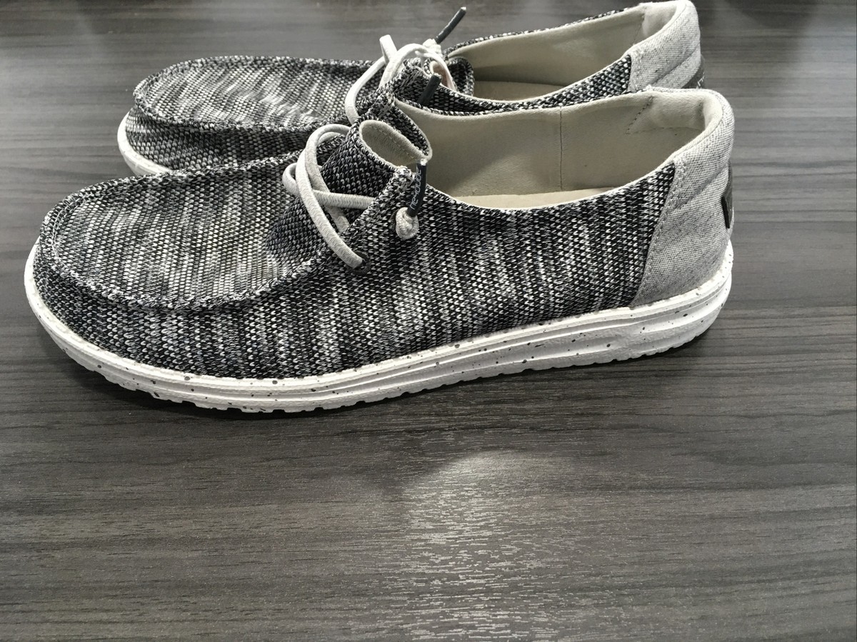Wally Washed Canvas Light Grey Dude Shoes Grey Womens Dudes Grey