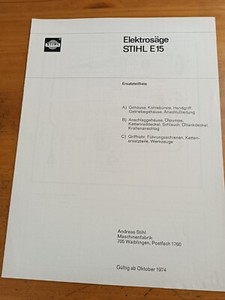 Stihl Motorsäge Elektrosäge E15 Ersatzteilliste spare parts list 21