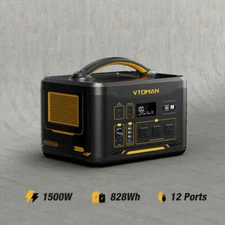 VTOMAN Jump 1500X Portable Power Station 1500W 828Wh Solar Battery Generator US