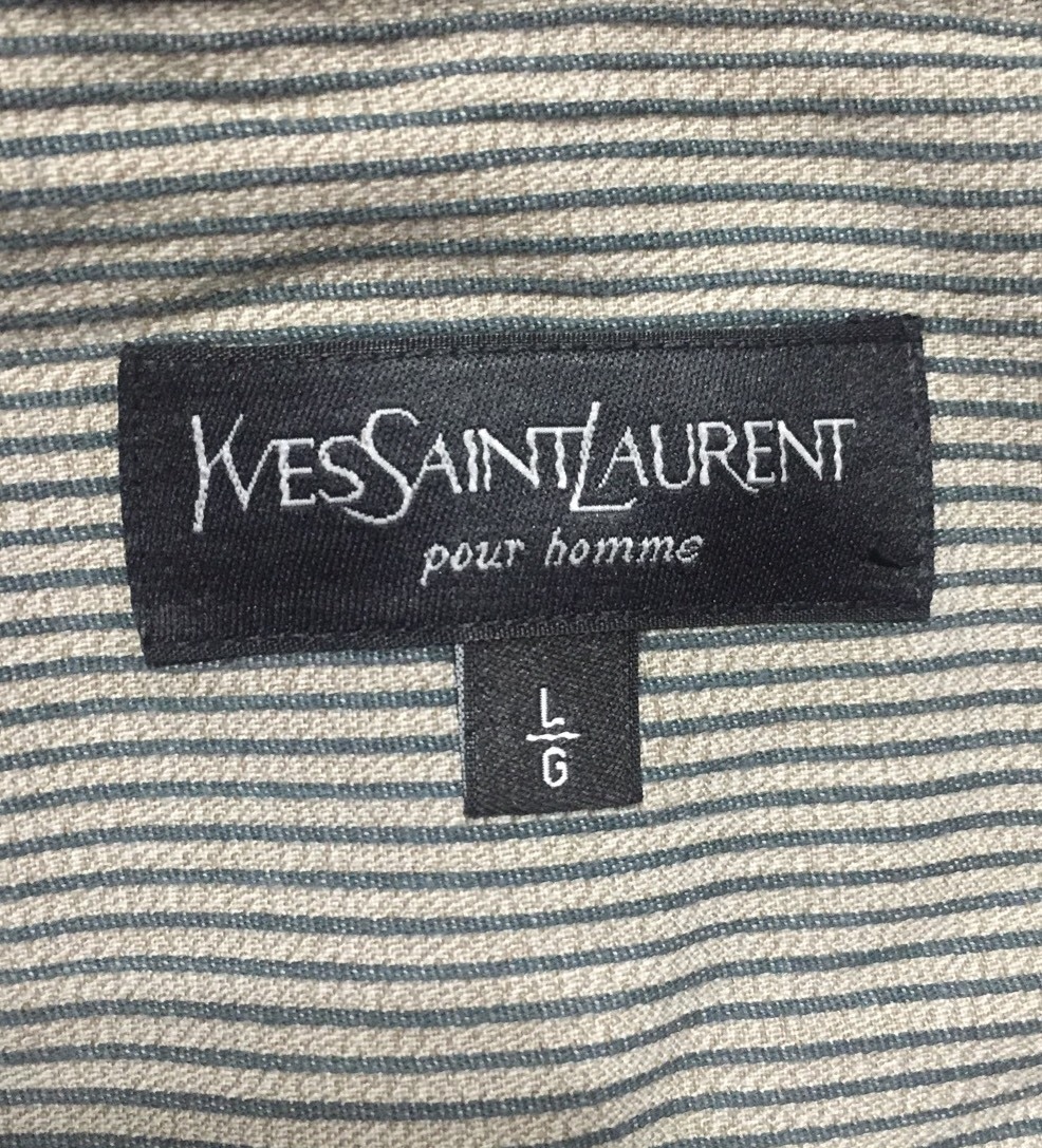 Camicia casual a righe Yves Saint Laurent grigio manica lunga da uomo taglia L