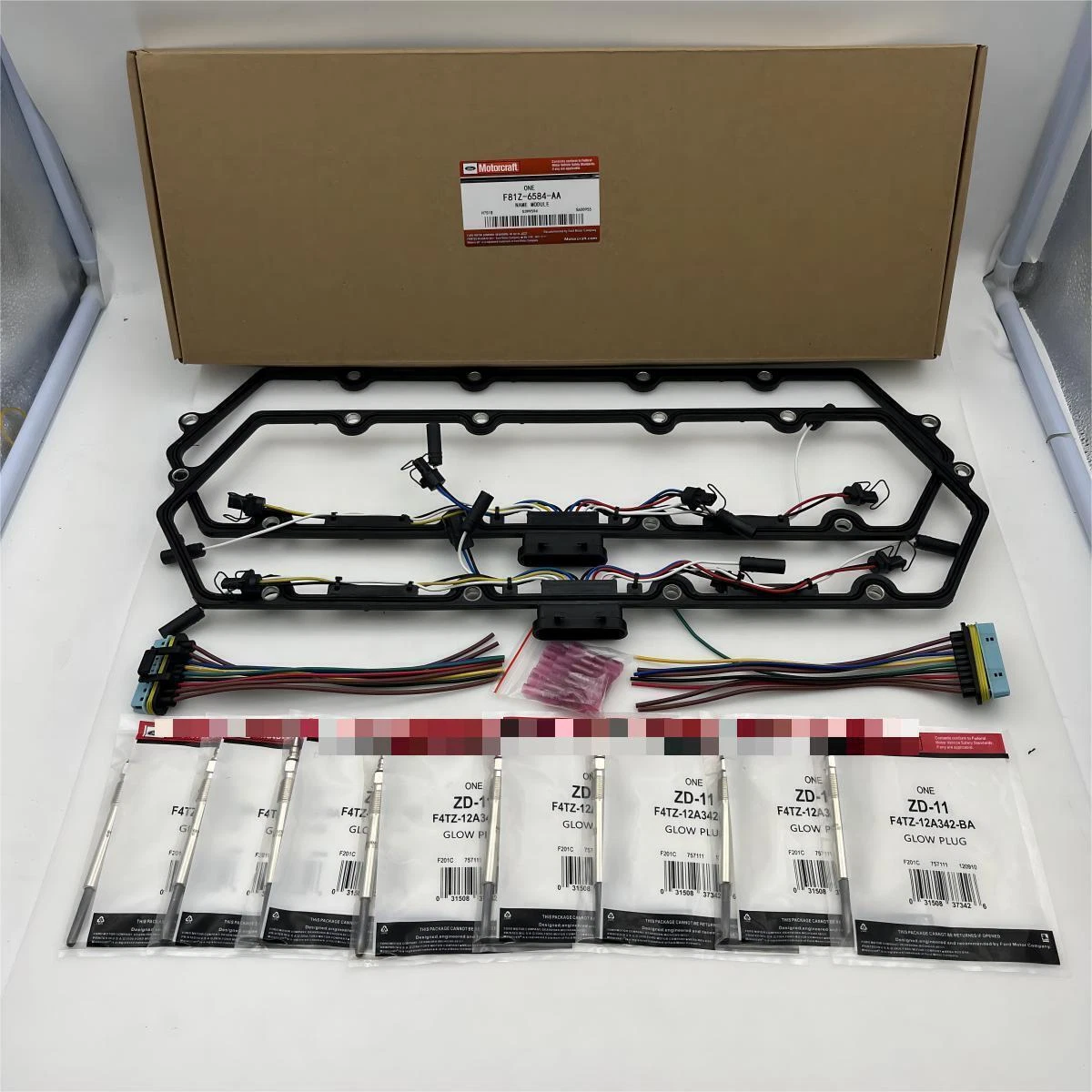 Powerstroke 7.3L Diesel Valve Cover Gaskets Harness & 8 Glow Plugs for 98-03 Ford Trucks