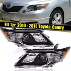 Headlights For 2010 2011 Toyota Camry Black LE SE XLE Headlamps Pair Left+Right
