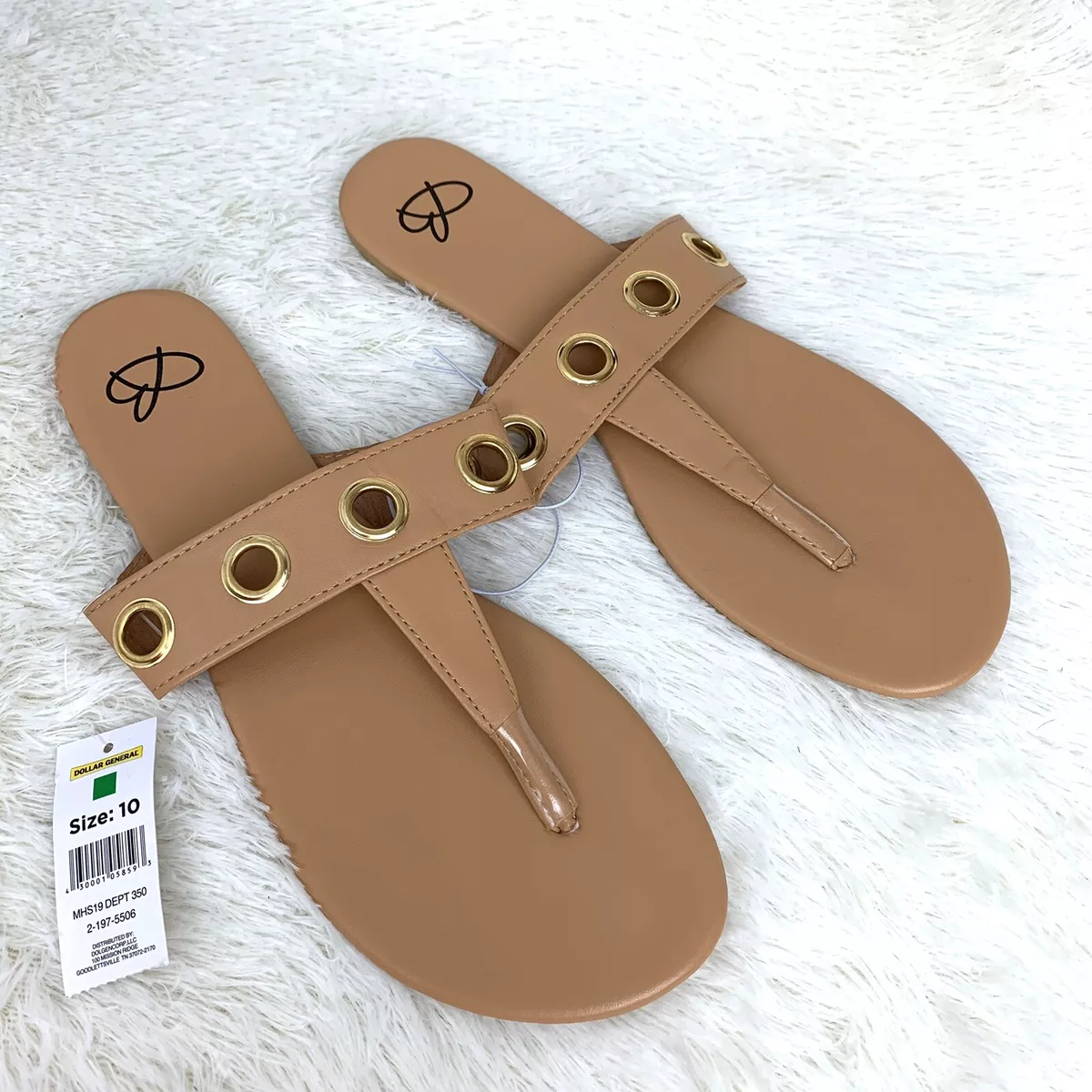 New Bobbie Brooks Sandals Vacation NWT Tan Summer Size 10 Thong