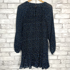 MADEWELL Crinkle Deep Indigo Floral Georgette Mini Dress LARGE NO123