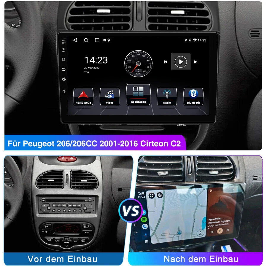 DAB+ Carplay Autoradio Android 13 GPS Navi RDS 64GB Für Peugeot 206 CC 2001-2016 - Bild 4 von 4