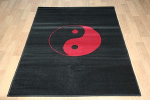 Quality Red Black Ying Yang Rug 120cm x 170cm Chinese yin yang Print