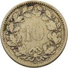 Switzerland 10 Rappen 1850 Strasbourg 2.4g Original Coin #N1447
