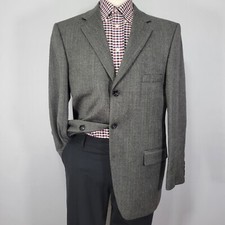 Stafford Essentials Men's Sport Coat Blazer Three Button Herringbone Wool Sz 42R