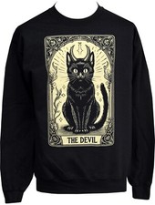 The Devil Cat Tarot Card Unisex Gothic Sweatshirt Satan Occult Witch