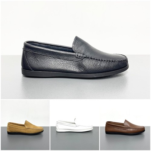 Mocassini Uomo Pelle Made in Italy Bianco Nero Blu Marrone Sabbia Scarpe  Comode | eBay