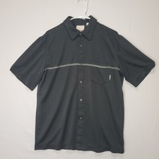 QUIKSILVER Sz M Men's Original Black Logo Button Down Polo Shirt