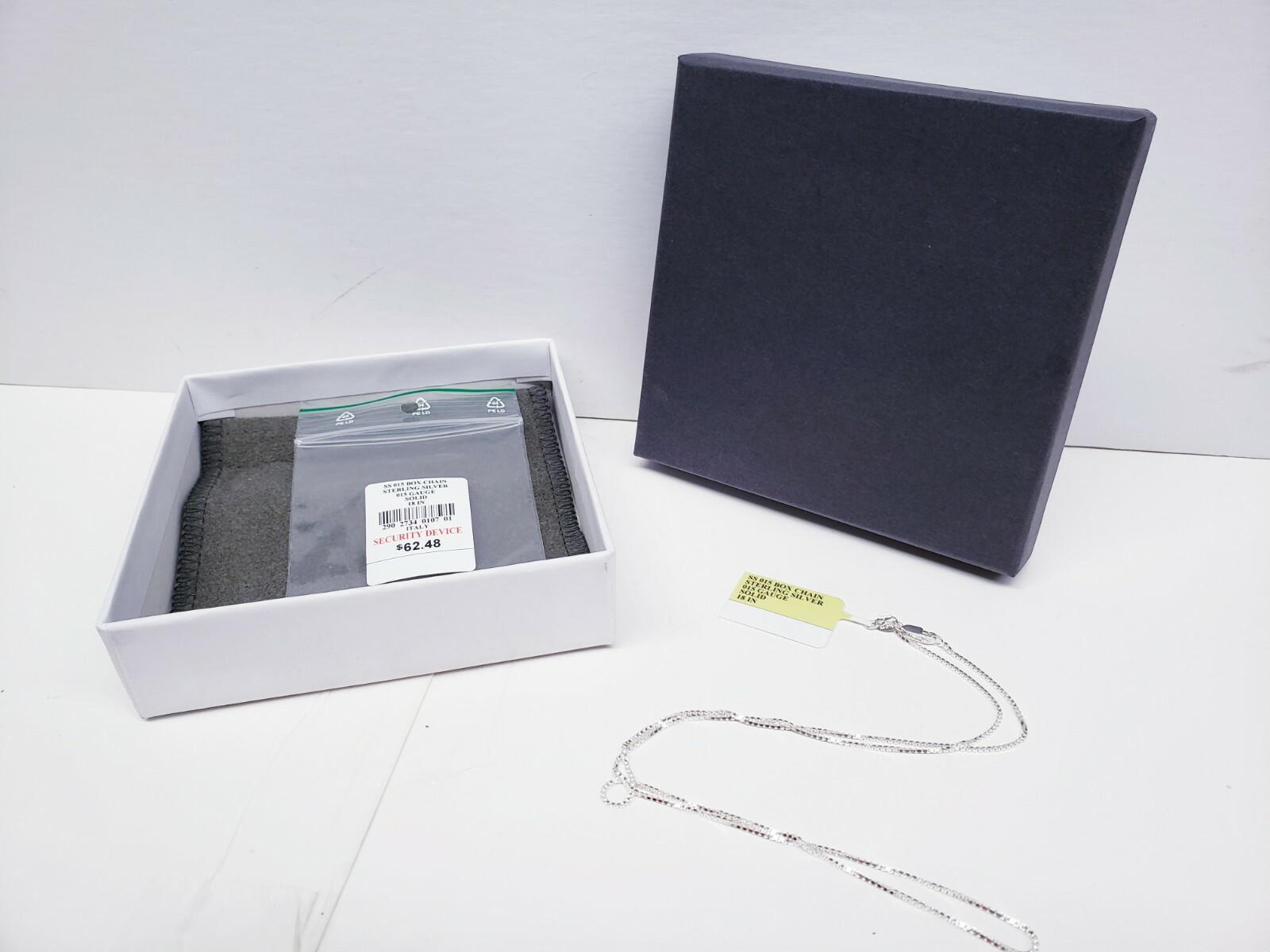 18"in Solid Sterling Silver Box Chain - image 1