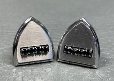 Vintage Multi Black Onyx Triangular White Gold Plated Cuff Links