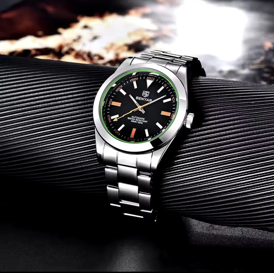 Reloj Hombre BENYAR Marca Lujo Automático Impermeable Acero Inoxidable Nuevo 2025 Foto 4 de 4