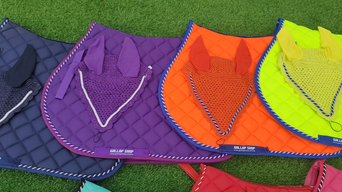 Set Sottosella Per Cavallo Matchy Fly Veil - Numnah Con Velo, Rosa Accesso, Interno Cotone - Foto 12