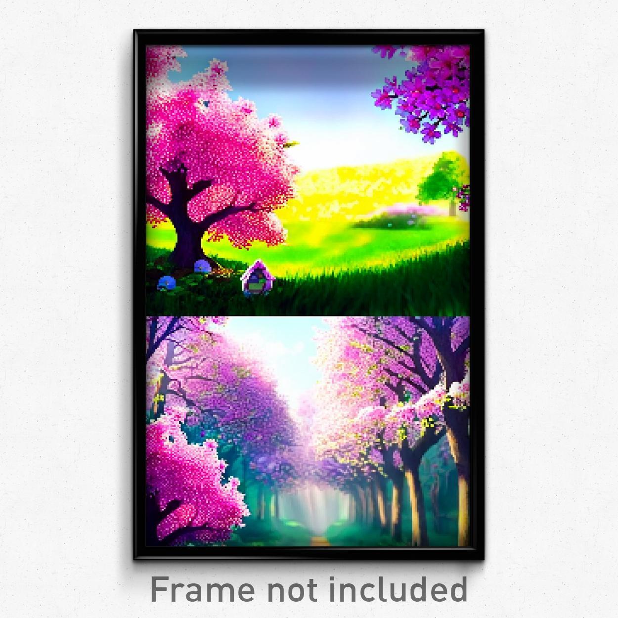 Pixel Art Poster Adorable Spring 8 Bit Psychedelic Trippy Video Game Print