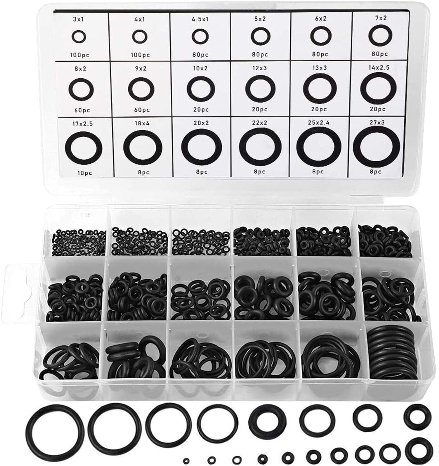 770Pcs Rubber O Ring Assortment Kits 18 Sizes Sealing NBR Gasket Washers for Car