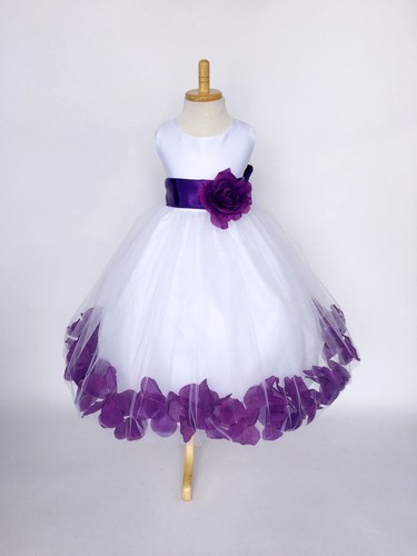 Flower Girl Dress Bridesmaid White Rose Petal Birthday Recital Pageant Easter 24 - 第 2/177 張圖片