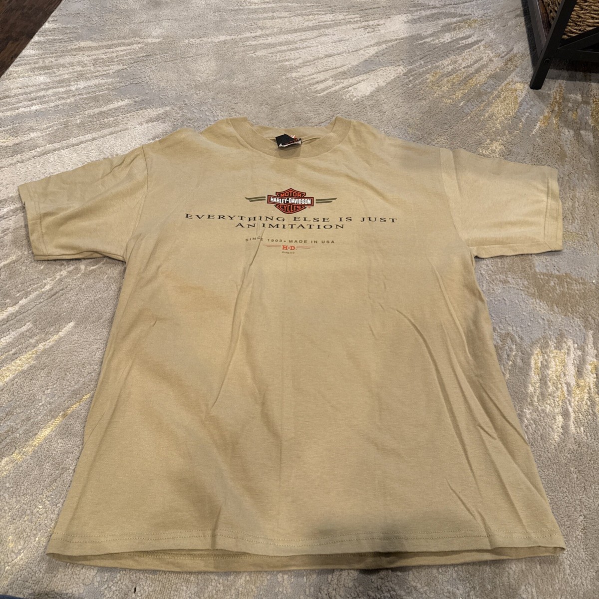 VTG Harley Davidson Brown T-Shirt Size L Lake Shore Waukegan