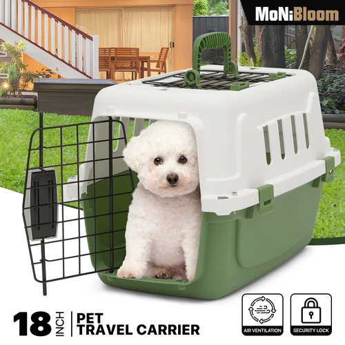 18 Inch Pet Travel Carrier Plastic Durable Dog Cat Transporter Cage Up to 10 lbs