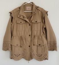 Twinset Milano 42 Us6 Jacket Brown Eyelet Broderie Anglaise Elegant Ordained