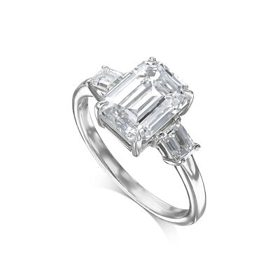 Diamond Engagement Ring VS1 D 3 Carat Lab-created 14k White Gold IGI Sparkling