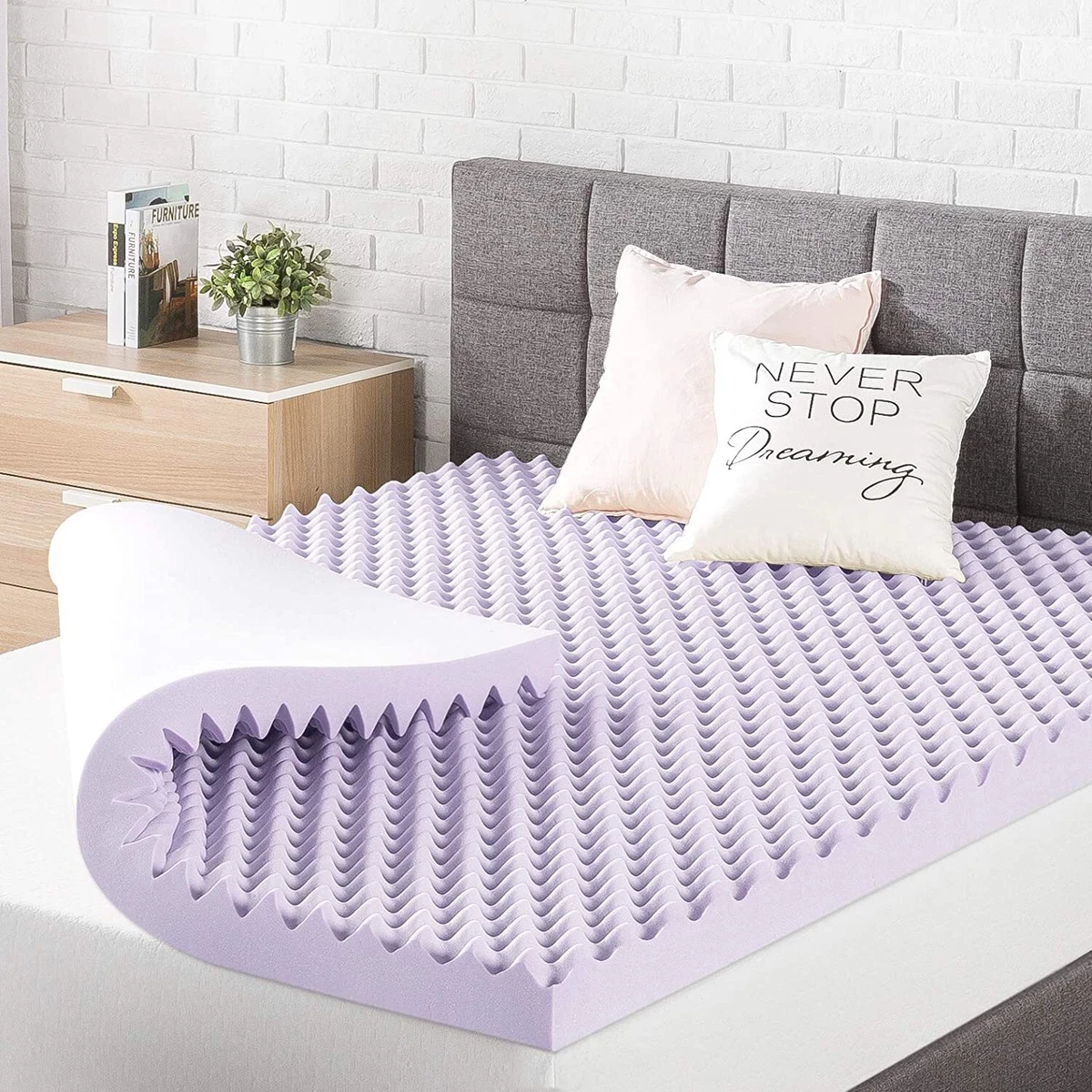 3 in. Full Egg Crate Memory Foam Mattress Topper with Lavender InfuSio