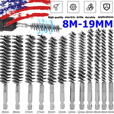 1/4in Hex Shank Stainless Steel Cleaning Wire Bore Brush 8-19mm for Power Drill