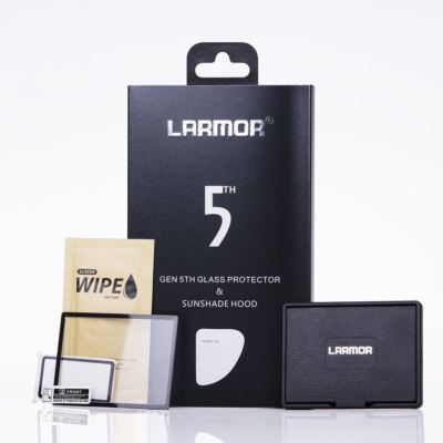 Larmor 5th Gen Glass Screen Protector & Sunshade Hood Set for Canon 5DMK3/5Dsr