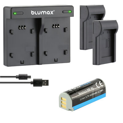 1x Akku + Lader für Canon NB-9L IXUS 1000 1000HS 1100HS 500HS 600 mAh (3,7V)