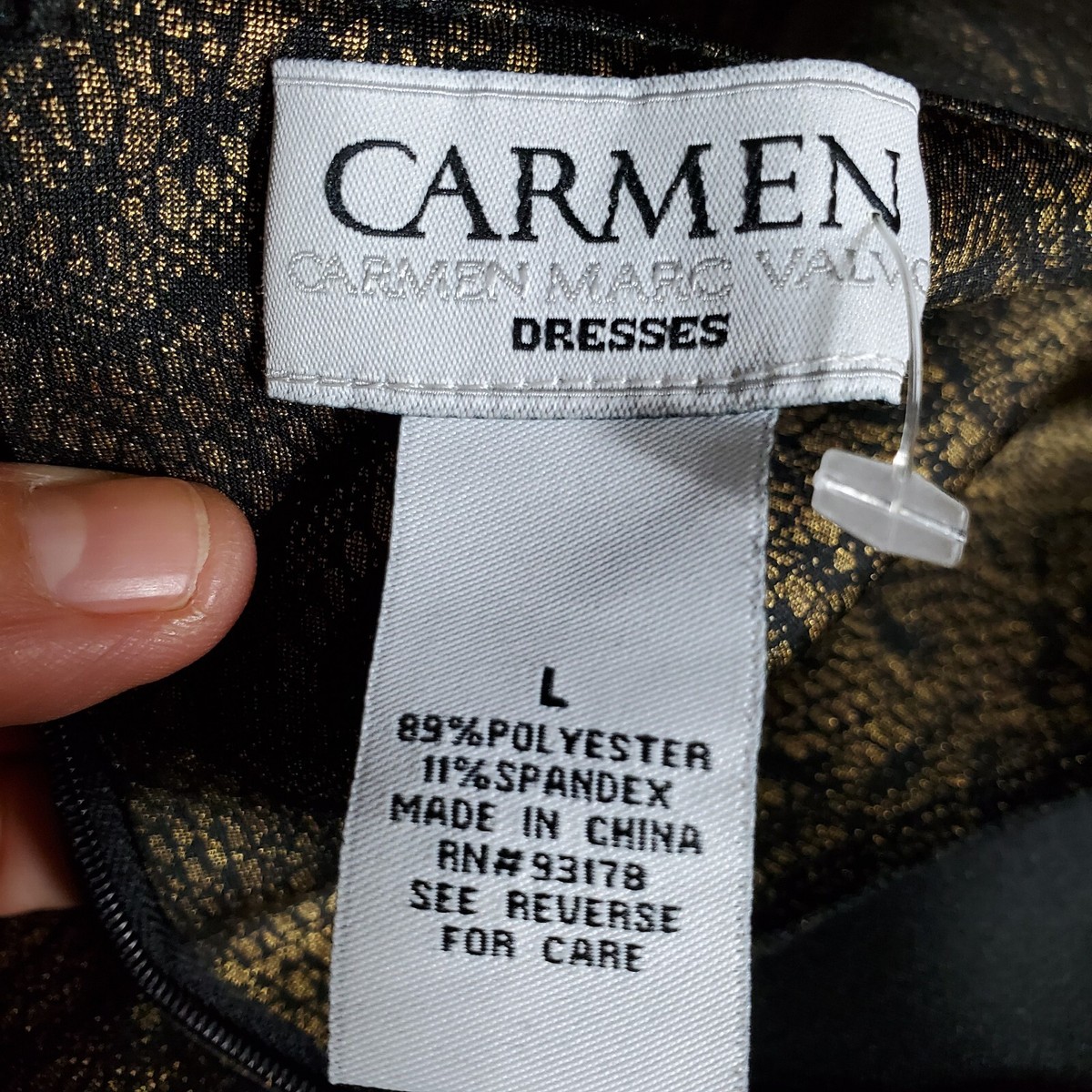 VINTAGE CARMEN MARC VALVO GOLD AND BLACK DRESS SIZE LARGE | eBay